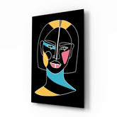Abstract Colorful Portrait Glass Wall Art.